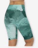 Mint Marble Print Biker Shorts