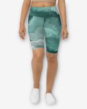 Mint Marble Print Biker Shorts