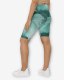 Mint Marble Print Biker Shorts
